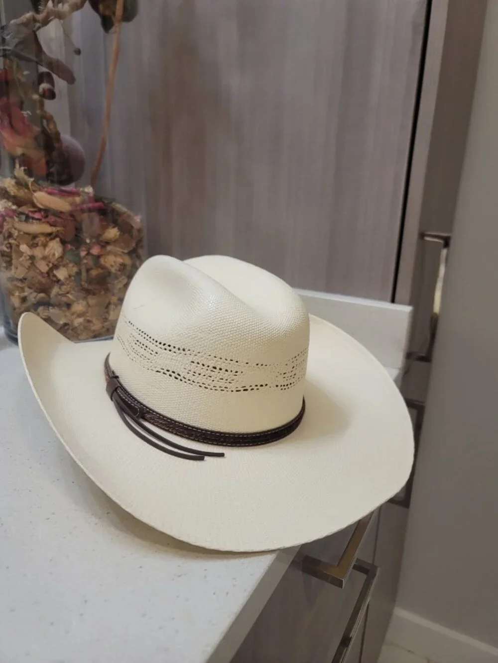 Conner Handmade Hats Beige Straw Cowboy Hat Western Concho Band L